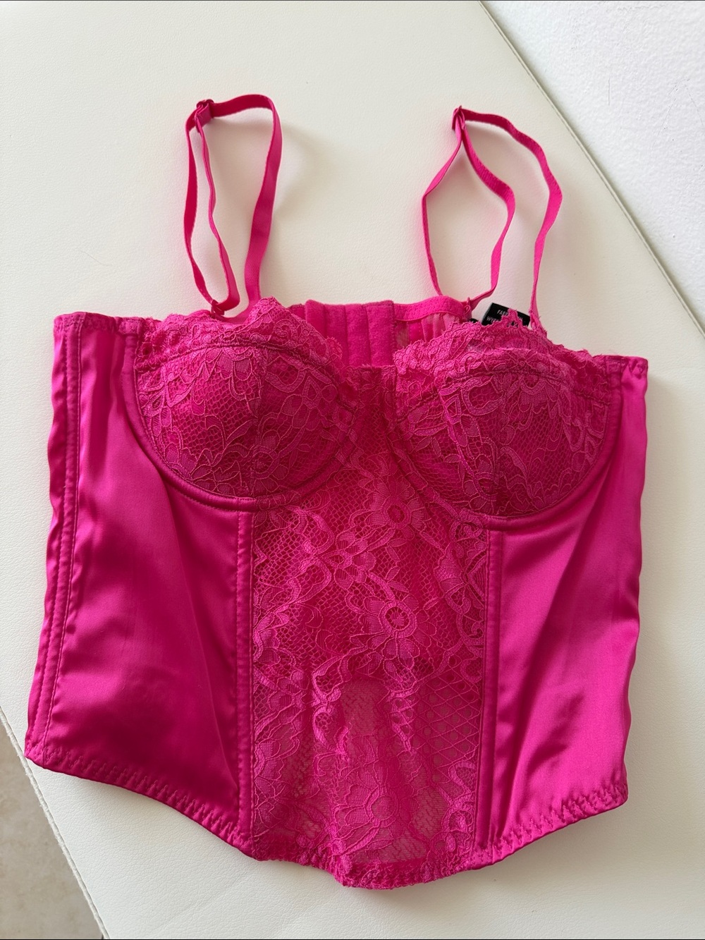 Sincerely JulesFeminine Lace Bustier Corset - Hot Pink- Size Small